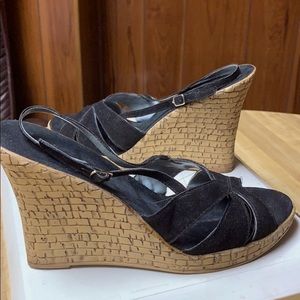 BCBGeneration Black Wedge Sandals